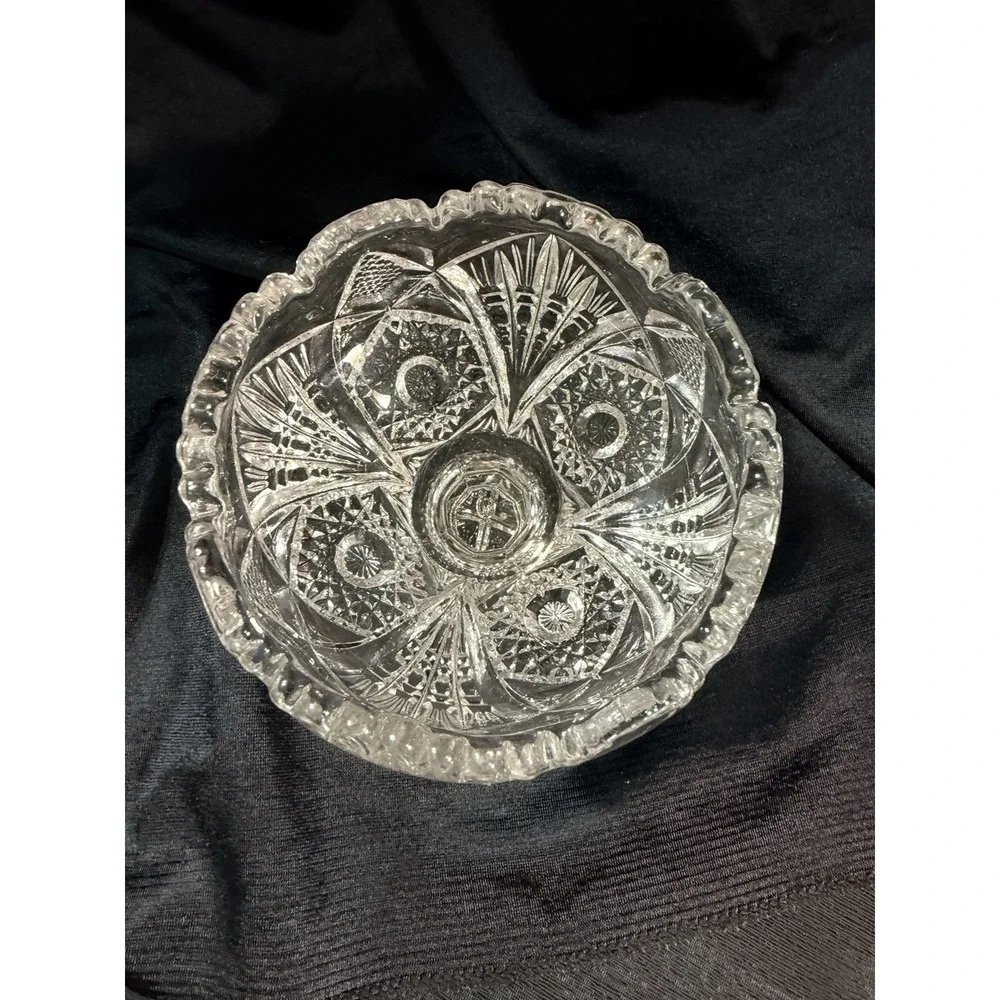 VTG Imperial Glass Clear Pressed Pattern Fan‎ / Star Compote Sawtooth (2609)